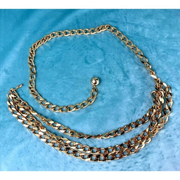 Vintage 3 Strand Curb Chain Waist Belt 80s 90s Elegant
